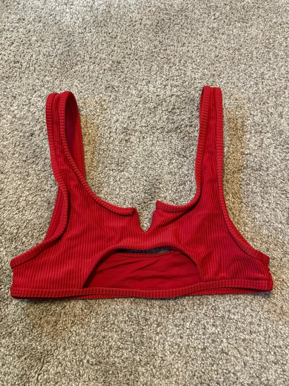 Frankie's Bikinis Red Cutout Bikini Top